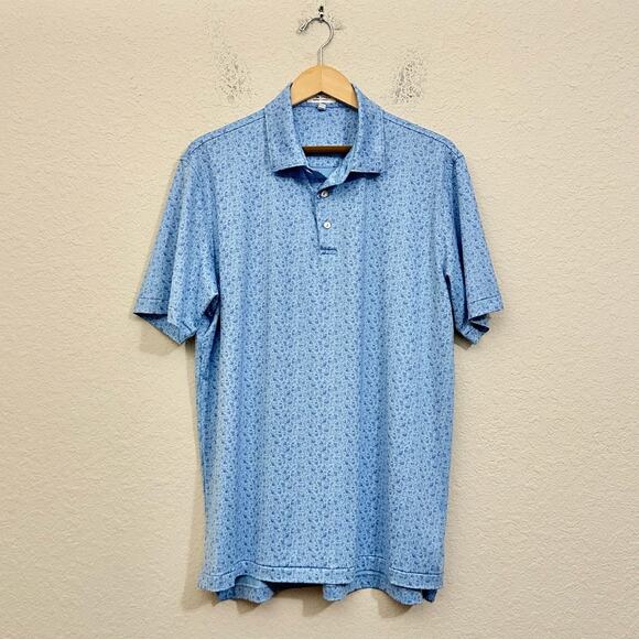 PETER MILLAR Summer Comfort Polo Shirt Light Blue Skull Print Golf Preppy - Picture 1 of 8